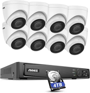 ANNKE 16CH PoE Security Camera System, H.265  12MP NVR and 8pcs IP67 3K/5MP PoE IP Cameras, Built-in Mic, Remote Access, 24/7 Recording for Home Business Surveillance, AI Motion Detection, 4TB HDD