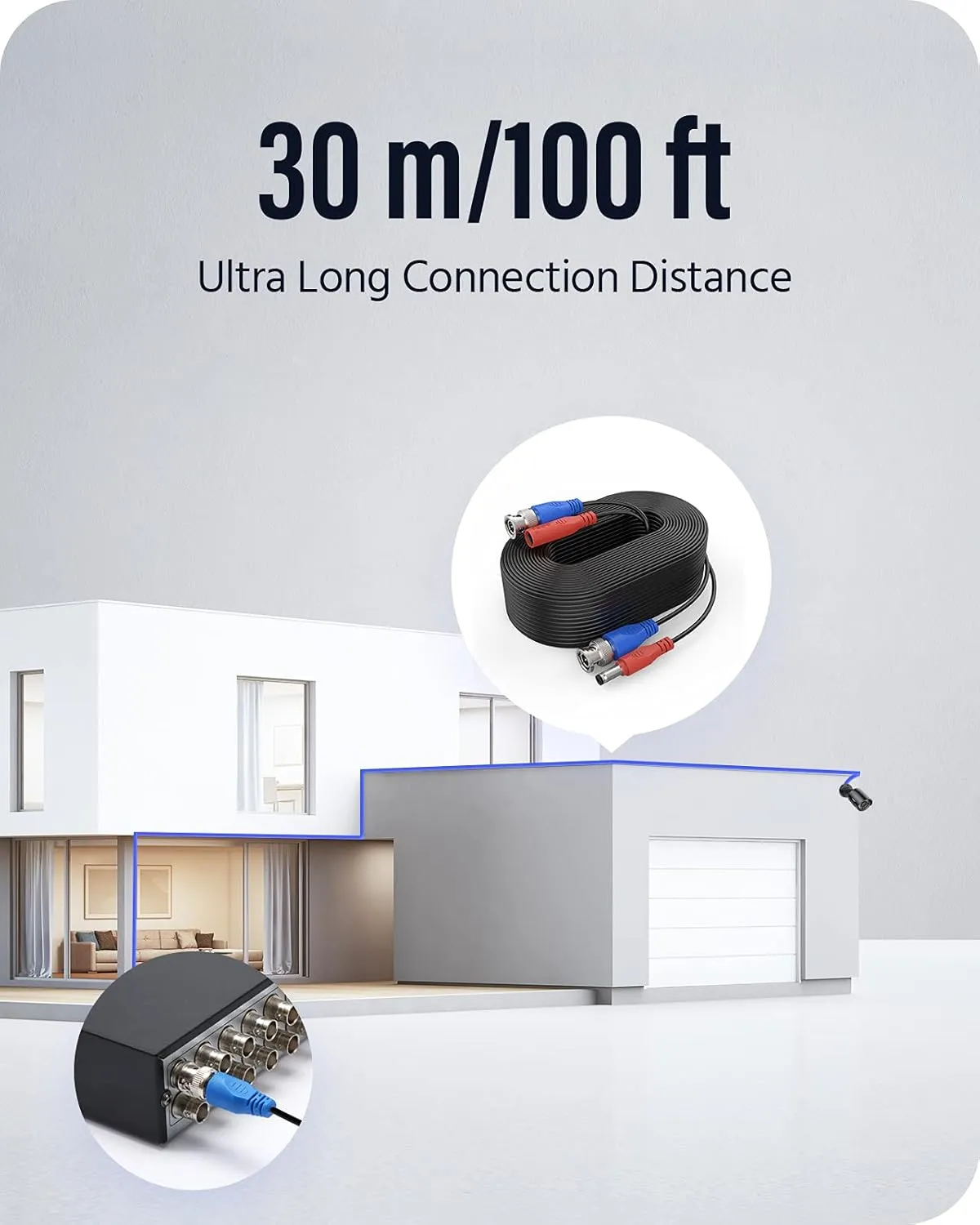 ANNKE 2 Pack 100 Feet BNC Video Power Extension Cable, Pre-Made All-in-One Security Camera Wire Cord for Surveillance CCTV System with Free Connectors (1 x BNC to BNC Female and 1 x BNC to RCA)