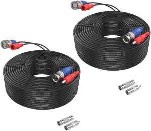 ANNKE 2 Pack 100 Feet BNC Video Power Extension Cable, Pre-Made All-in-One Security Camera Wire Cord for Surveillance CCTV System with Free Connectors (1 x BNC to BNC Female and 1 x BNC to RCA)