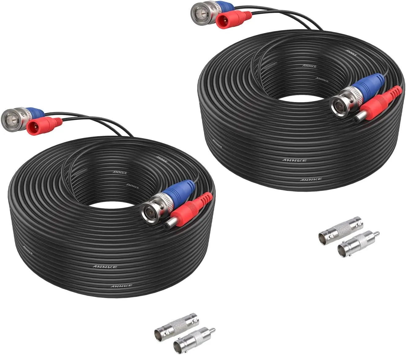 ANNKE 2 Pack 100 Feet BNC Video Power Extension Cable, Pre-Made All-in-One Security Camera Wire Cord for Surveillance CCTV System with Free Connectors (1 x BNC to BNC Female and 1 x BNC to RCA)