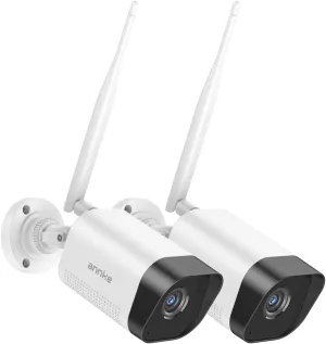ANNKE 2-Pack Indoor/Outdoor 5MP Bullet Wireless Security Camera with IP66 Weatherproof, 100ft Super Night Vision, Add-on WiFi Cam