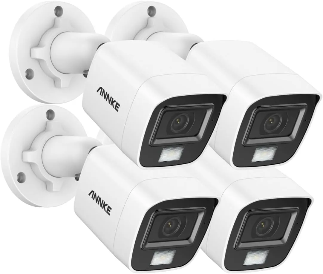 ANNKE 2MP 4 Packs Security Bullet Camera with Smart Dual Light, Built-in Mic, 4-in-1 (TVI/AHD/CVI/CVBS) CCTV Surveillance Cam with 3.6mm Lens&78° Angle of View, IP67 Weatherproof Indoor/Outdoor Use