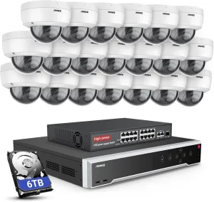 ANNKE 32CH Home Security Camera System, 20pcs Wired 5MP Outdoor PoE IP Cameras with Color Night Vision, 12MP 32CH NVR with 6TB HDD for 24-7 Recording, AI Motion Detection, 1CH Face Detection