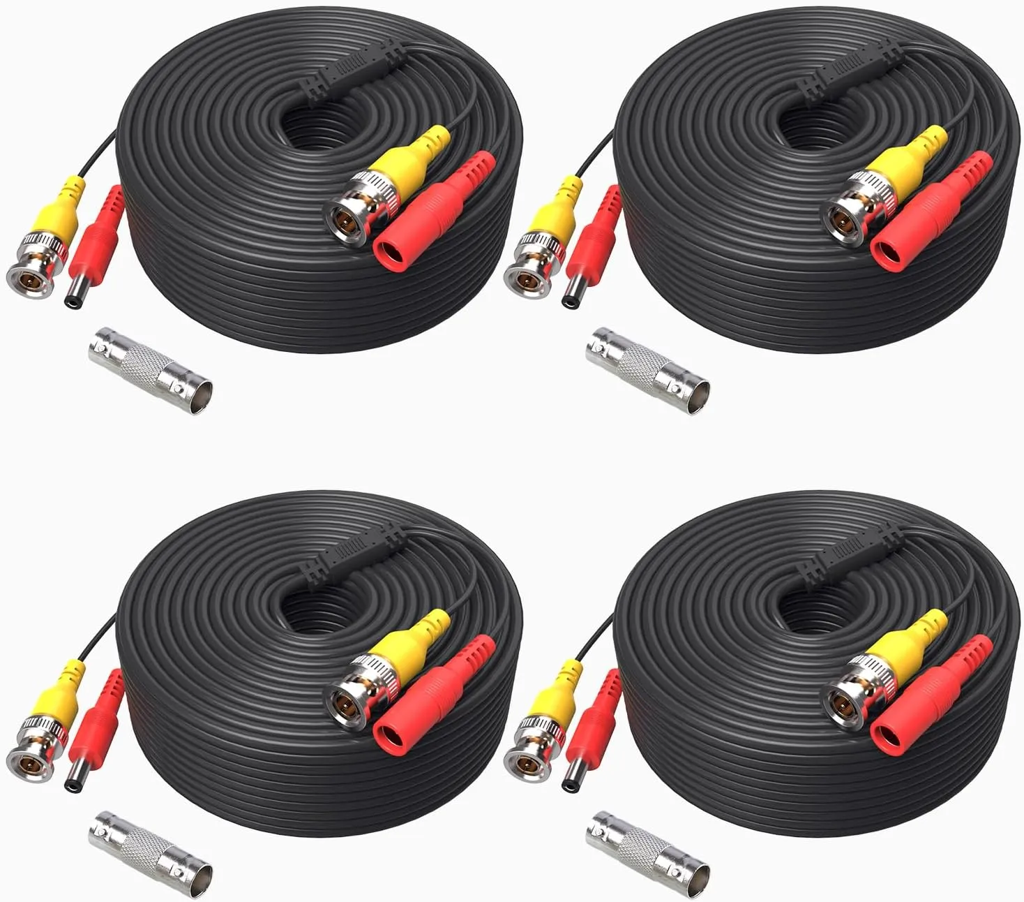 ANNKE (4) 150 Feet Video Power Cable for Security Camera System, All-in-One BNC Extension Surveillance Camera Cable for CCTV Security DVR System Installation, Free 4 x BNC Connectors Included