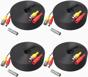 ANNKE (4) 150 Feet Video Power Cable for Security Camera System, All-in-One BNC Extension Surveillance Camera Cable for CCTV Security DVR System Installation, Free 4 x BNC Connectors Included