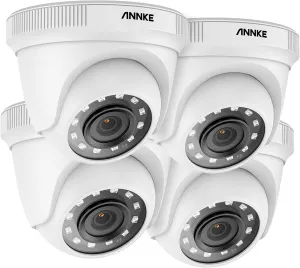 ANNKE 4 pcs 1080P HD-TVI Security Camera with Ultra Clear 100ft/Night Vision, IP66 Weatherproof, 4-Packed with Power Cables