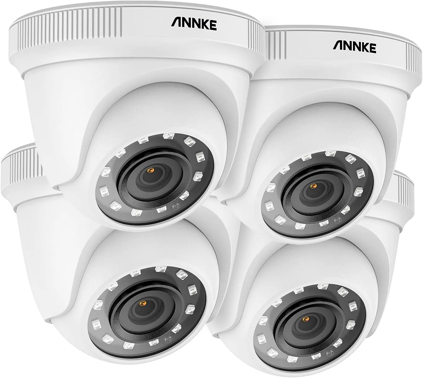 ANNKE 4 pcs 1080P HD-TVI Security Camera with Ultra Clear 100ft/Night Vision, IP66 Weatherproof, 4-Packed with Power Cables