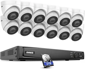 ANNKE 4K 16 POE Channel Security Camera System with AI Motion Detection, 16 Channel CCTV NVR Recorder with 2TB Hard Drive and 12x 8MP Weatherproof IP Camera Outdoor Indoor with 100 ft Night Vision