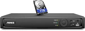 ANNKE 4K PoE NVR 8 Channel Pre-Installed 1TB HDD, H.265  Network Video Recorder Supports 8X 4K/5MP/4MP/1080P HD 24/7 Surveillance Recording Home Security Cameras, Compatible with Alexa, Remote Access