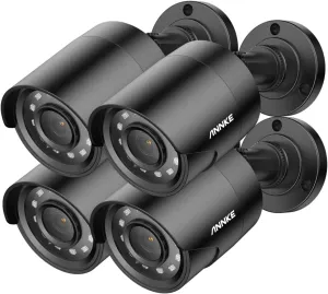 ANNKE 4pcs 2MP 1080P 1920TVL Wired Security Camera Kits, HD TVI Add-on Outdoor CCTV Cameras, IR Night Vision, Weatherproof Housing, Home Surveillance Bullet Camera, IP66, Black