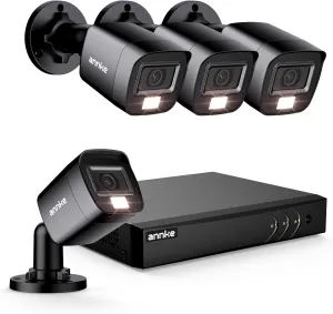 ANNKE 8CH Wired Outdoor Security Camera System with AI Human/Vehicle Detection, 5MP Lite H.265  CCTV DVR Recorder and 4 x 1080P Surveillance Cameras, Email Alert with Snapshots, No Hard Drive
