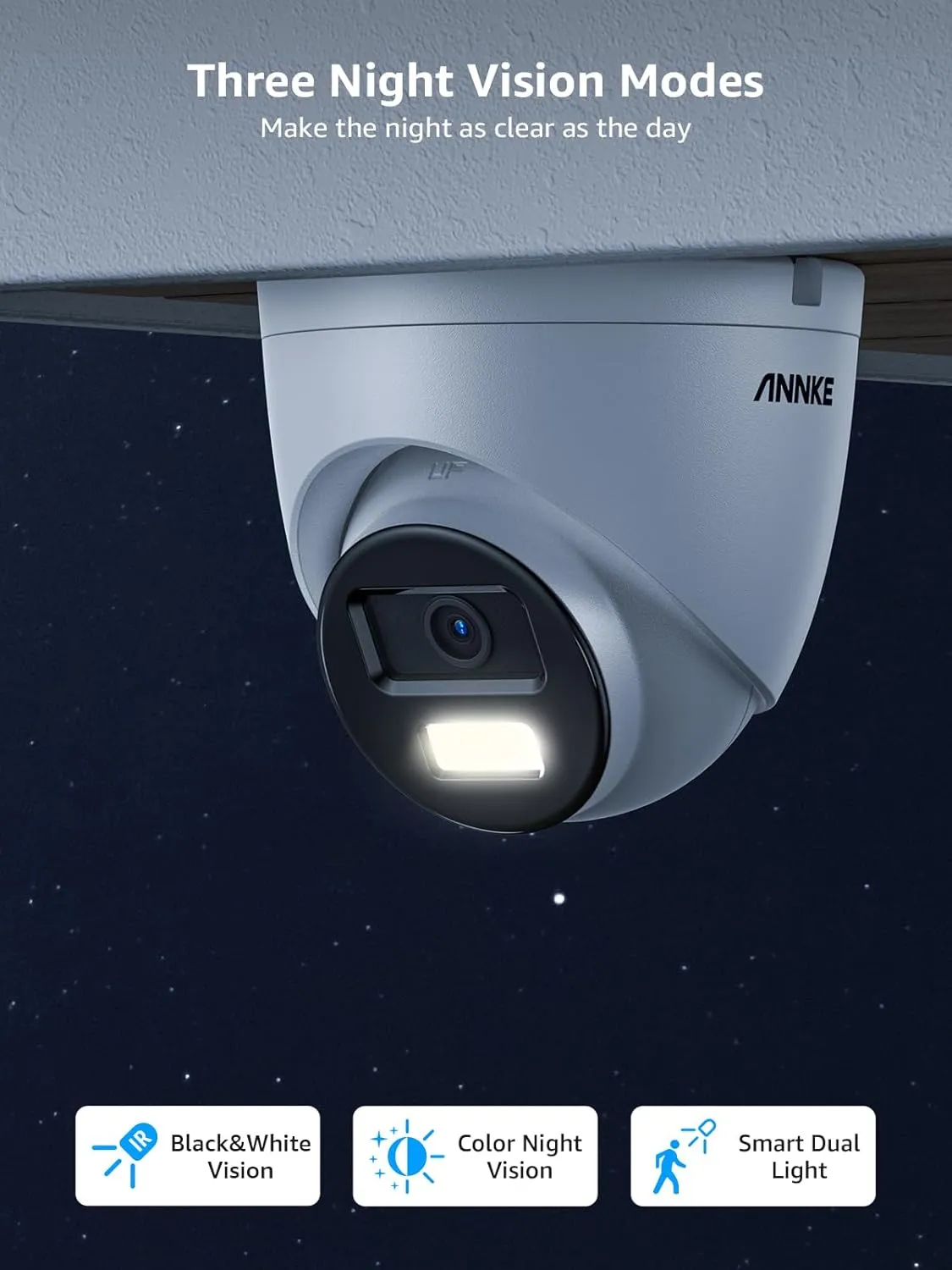 ANNKE C800 4Pcs Ultra HD 4K PoE Security Cameras with AI Human/Vehicle Detection, 8MP Turret IP Camera with Audio, Spotlight Color Night Vision, H.265 , IP67 Weatherproof, Support 512GB Micro SD