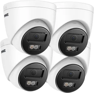ANNKE C800 4Pcs Ultra HD 4K PoE Security Cameras with AI Human/Vehicle Detection, 8MP Turret IP Camera with Audio, Spotlight Color Night Vision, H.265 , IP67 Weatherproof, Support 512GB Micro SD