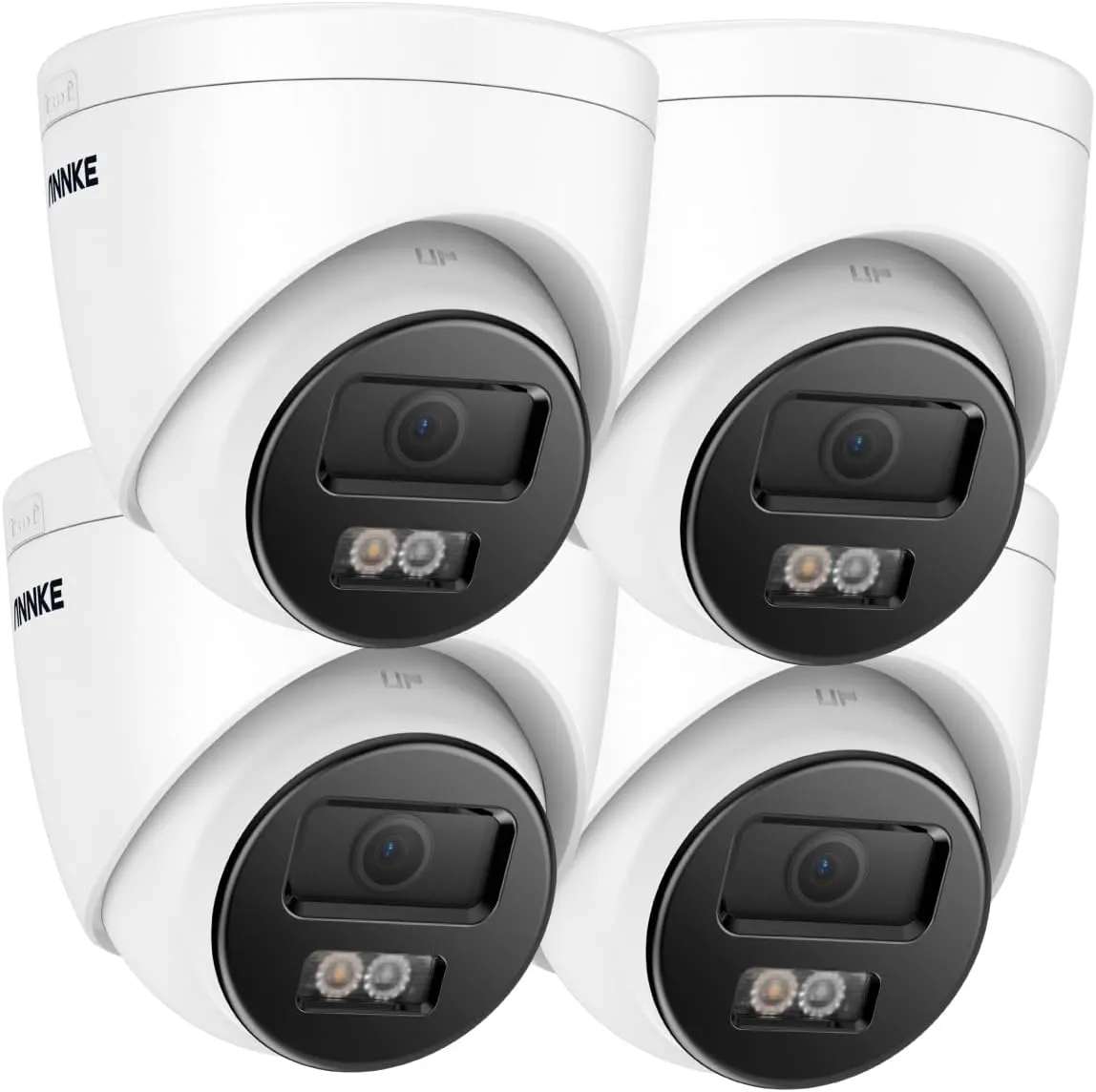 ANNKE C800 4Pcs Ultra HD 4K PoE Security Cameras with AI Human/Vehicle Detection, 8MP Turret IP Camera with Audio, Spotlight Color Night Vision, H.265 , IP67 Weatherproof, Support 512GB Micro SD