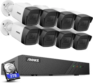 ANNKE H500 3K 5MP Poe Security Camera System with Audio, 8CH H.265  NVR with 2TB HDD for 7/24 Recording, 8pcs Wired Outdoor IP Camera, Human&Vehicle Detection, Color Night Vision, Build-in Mic, IP67