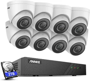 ANNKE H500 5MP PoE Security Camera System w/ 6MP 8 Channel NVR, 8 X 5MP Turret IP Cams, Support RTSP, 24-7 Hour Audio Recording, 100 FT EXIR 2.0 Night Vision, IP67 Weatherproof, Built-in 2TB HDD