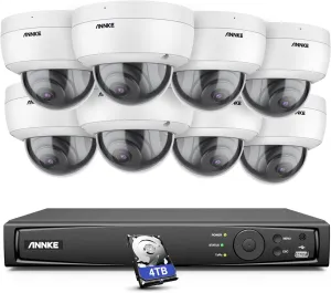 ANNKE H800 4K Security Camera System w/AI Human Vehicle Detection, 8MP 8CH NVR with 4TB HDD and 8X PoE Dome 4K Cameras w/Audio Recording, IP67 Weatherproof, 120dB WDR, 100ft EXIR Night Vision