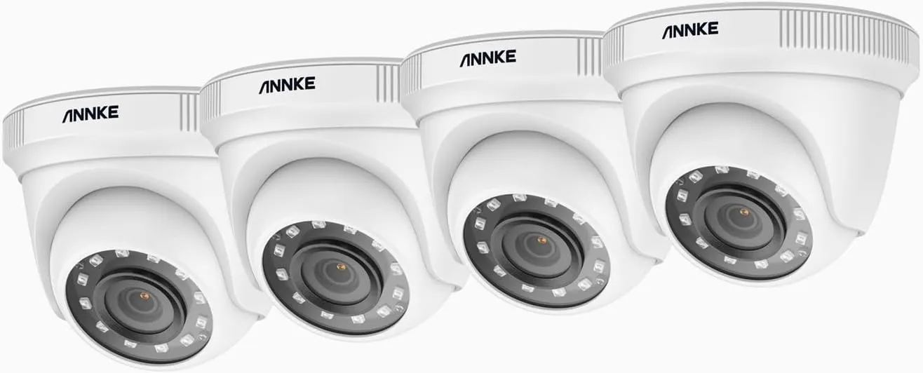 ANNKE Y200 CCTV Camera White 1080P HD TVI Add-on Surveillance Security Dome Camera, IP66 Outdoor Weatherproof Camera with IR Night Vision