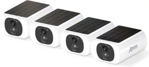 ANRAN 2K Cameras for Home Security Outside, Solar Security Cameras Wireless Outdoor, Battery Powered WiFi Surveillance with Human Detection, Color Night Vision, Spotlight, Works with Alexa (4 Pack)