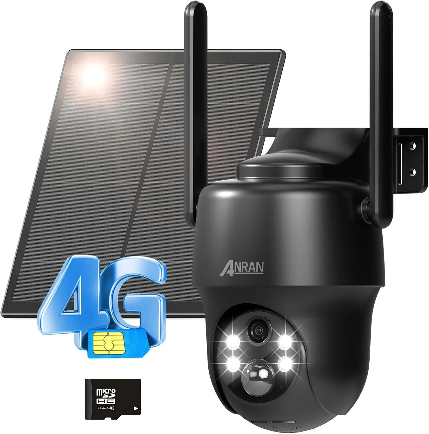ANRAN 4G LTE Wireless Security Camera Outdoor, 2K Solar Camera with SIM & 32GB SD Card No WiFi Needed, Color Night Vision, 360° Pan-Tilt, PIR Motion Detection, 2-Way Audio, Free One Month Data Traffic