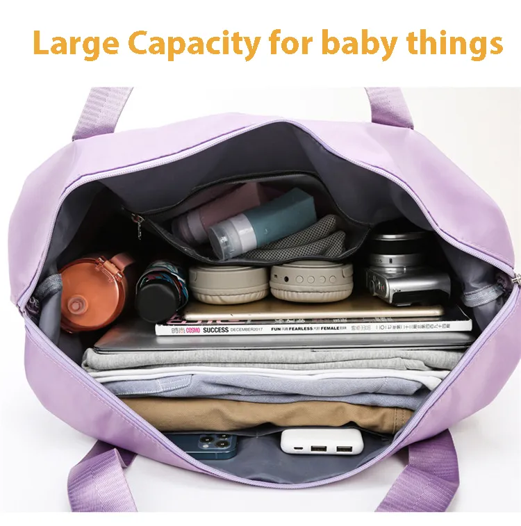 ANYMOM Mommy Diaper Bag Black Waterproof Handbag Expandable Size With Zipper
