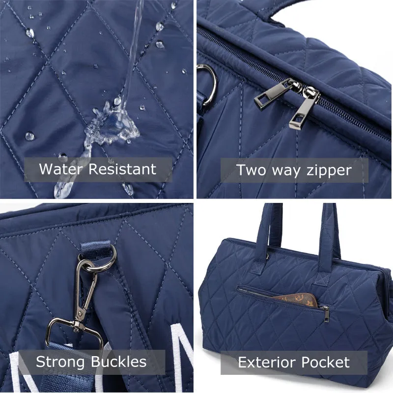 ANYMOM Mommy Diaper Bag Pink Handbag 5 pcs set with Portable Changing Pad Adjustable and Removable Strap Diamond Pattern Maternity Bag