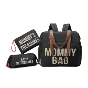 ANYMOM Mommy Diaper Bags Black 3 pcs Set Nappy Backpack Maternity Multifunctional Handbag Large Capacity Luggage Sleeve