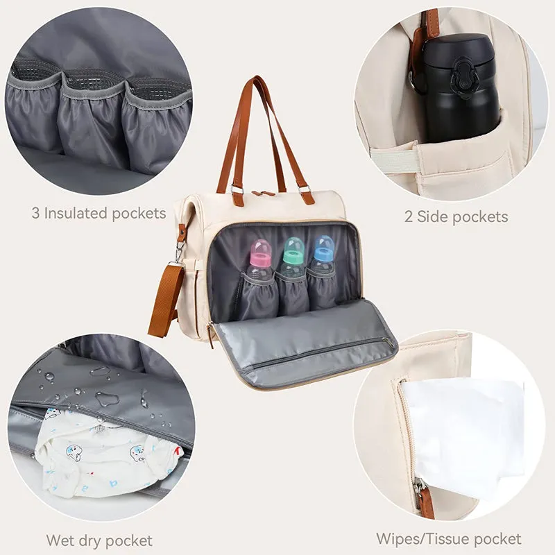 ANYMOM Mommy Diaper Bags White 3 pcs Set Nappy Backpack Maternity Multifunctional Handbag Large Capacity Luggage Sleeve