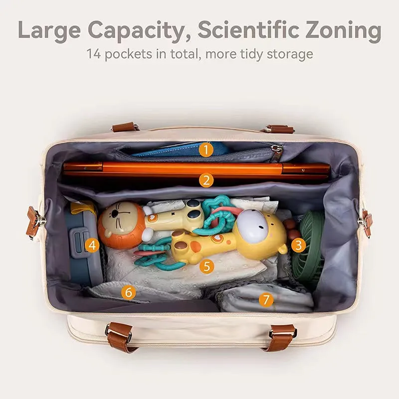 ANYMOM Mommy Diaper Bags White 3 pcs Set Nappy Backpack Maternity Multifunctional Handbag Large Capacity Luggage Sleeve