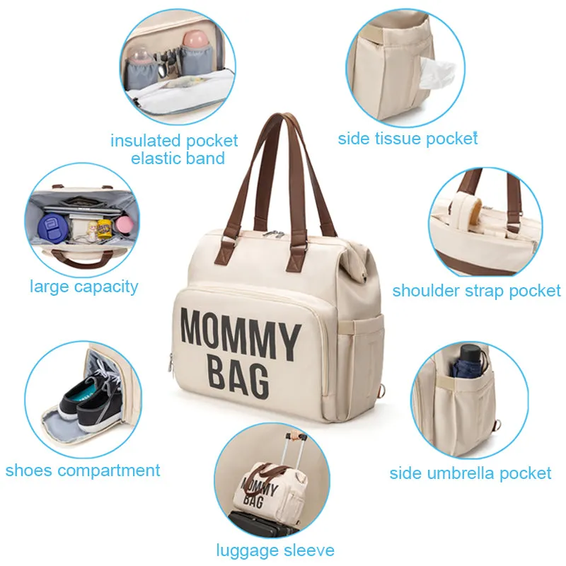ANYMOM Mommy Diaper Bags White 3 pcs Set Nappy Backpack Maternity Multifunctional Handbag Large Capacity Luggage Sleeve