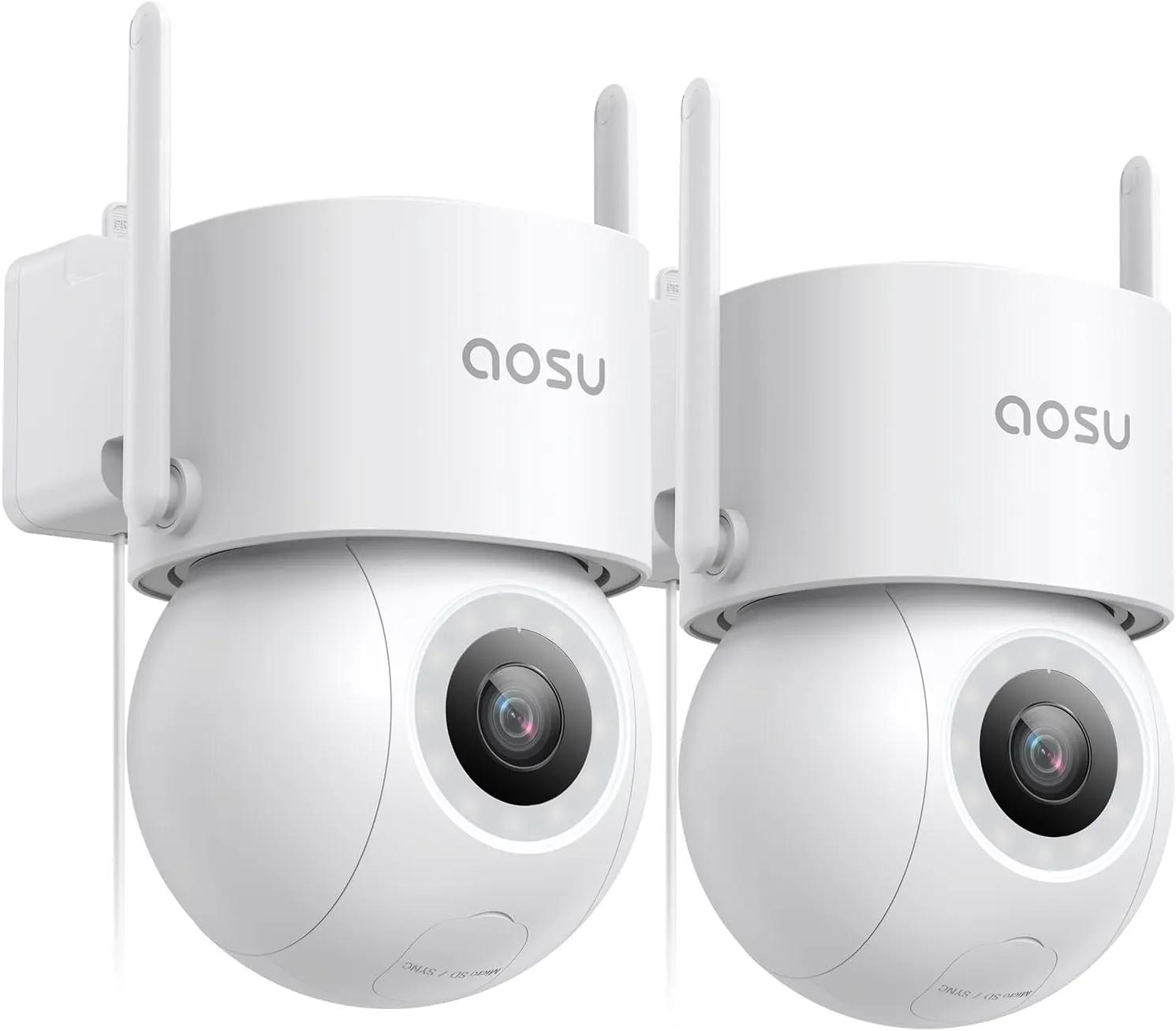 AOSU 2 Pack Wired Security Camera Outdoor - 3K Smart 24/7 Recording WiFi Camera for Home Security w/Sound Light Alerts, 360° View, Auto-Tracking, Camara de Seguridad para Casa (2.4Ghz WiFi Only)