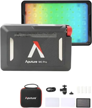 Aputure MC Pro Camera Lights,RGBWW LED Video Lights Lensed Mini LED Panel Full Color Portable Photography Lighting,4200mAh Rechargeable Battery,APP Control, Support Magnetic Attraction