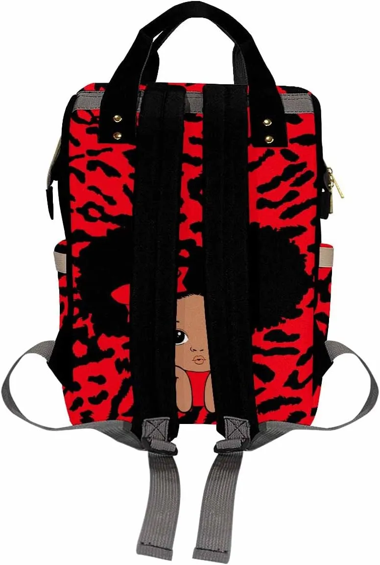 Artsadd Custom Diaper Backpack for Girls, Red Bow Knot Nappy Backpack Daypack Personalized Name Mommy Nappy Baby Bags with Insulated Pockets for Daughter Granddaughter