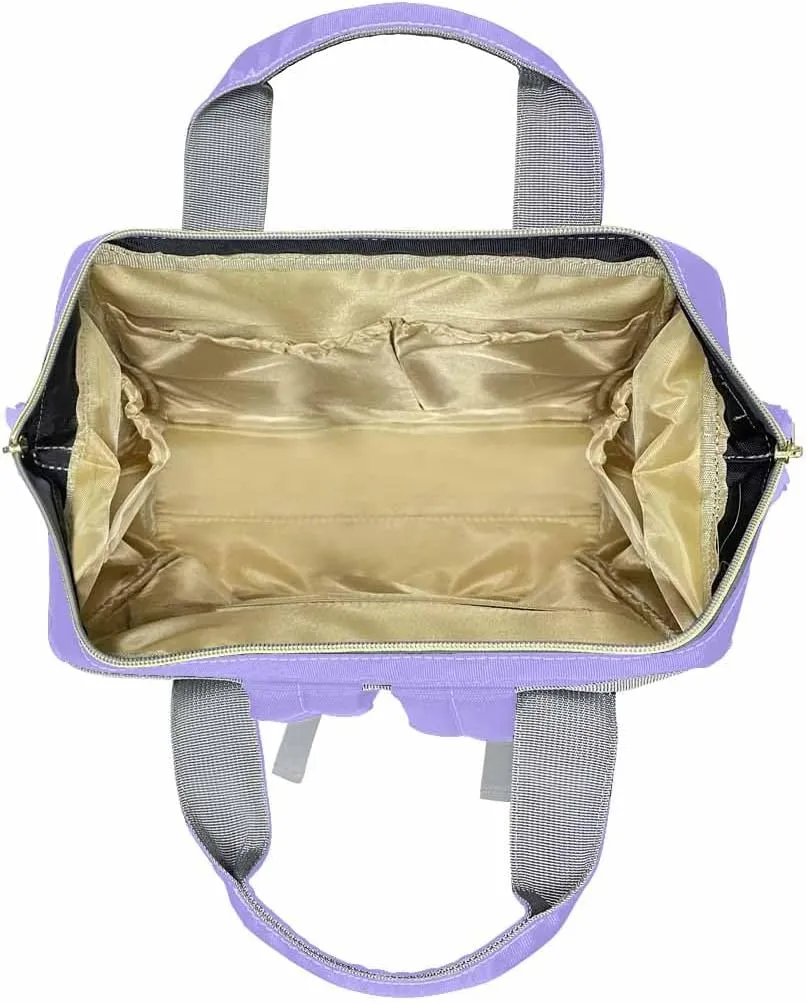 Artsadd Custom Diaper Bag Backpack with Name, Customized Purple White Butterfly Print Personalized Mommy Nursing Nappy Bags Casual Travel Daypack for Mom Women