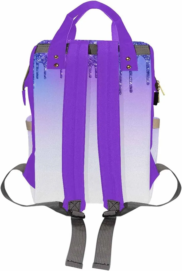 Artsadd Custom Made Diaper Bags for Men Women, Customized Gradient Purple Glitter Diaper Bag Cute Tote Bags Personalized Mommy Nursing Daycare Bags Shoulder Casual Daypack