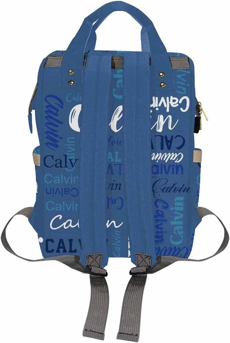 Artsadd Custom Name Diaper Bag for Mom, Personalized Blue Monogram Backpack with Stroller Straps Large Travel Shoulder Bag Capacity Nappy Bag for Baby Shower Gifts