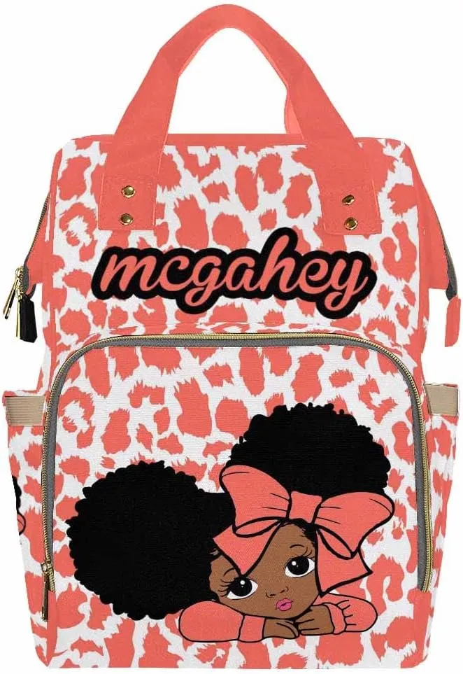 Artsadd Personalized Name Baby Bags, Red Bow Tie Backpack Casual Daypack Customized Diaper Bag Nappy Backpack Large Nursing Bags Gifts for Women New Mom