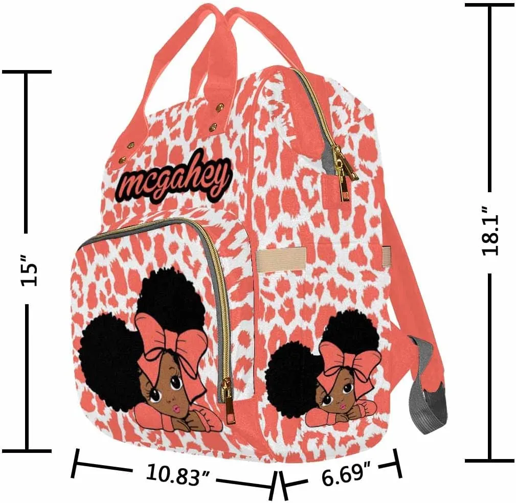 Artsadd Personalized Name Baby Bags, Red Bow Tie Backpack Casual Daypack Customized Diaper Bag Nappy Backpack Large Nursing Bags Gifts for Women New Mom