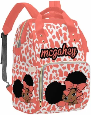 Artsadd Personalized Name Baby Bags, Red Bow Tie Backpack Casual Daypack Customized Diaper Bag Nappy Backpack Large Nursing Bags Gifts for Women New Mom