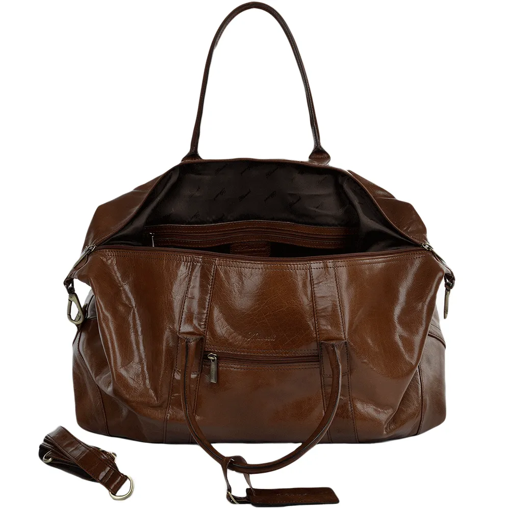 Ashwood Extra Large Travel Holdall Chestnut Vegetable tanned leather