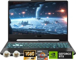 ASUS TUF A15 Gaming Laptop, AMD Ryzen 7 7435HS Processor, NVIDIA GeForce RTX 3050, 15.6 inch Full HD Display, 64GB DDR5 RAM, 1TB SSD, Backlit Keyboard, Windows 11 Home, Wi-Fi, Alpacatec Accessory