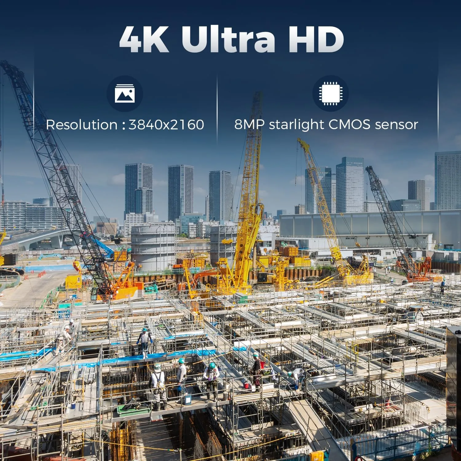 ATLI ATL4500 4K Time Lapse Camera Outdoor Construction Jobsite 8MP Starlight Sensor UHD Resolution Dual Band Wi-Fi App Control Remote Access IP65 Weatherproof Pre-Installed 512GB Memory Card