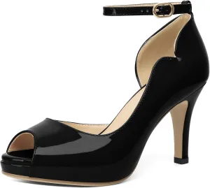 AUMOTED High Heels Pumps Platforms Shoes for Party Daily 3.4" Dressy Pumps