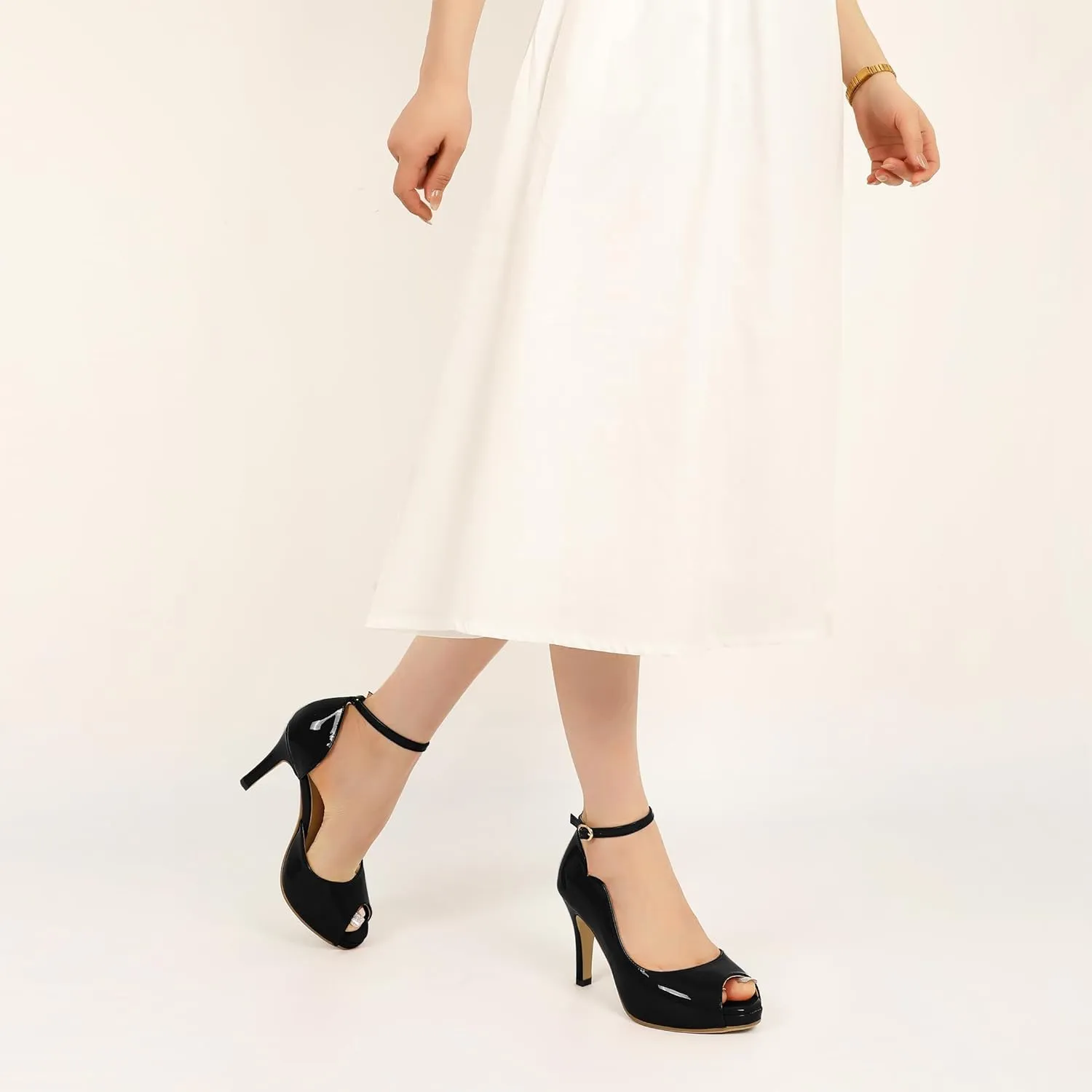 AUMOTED High Heels Pumps Platforms Shoes for Party Daily 3.4" Dressy Pumps
