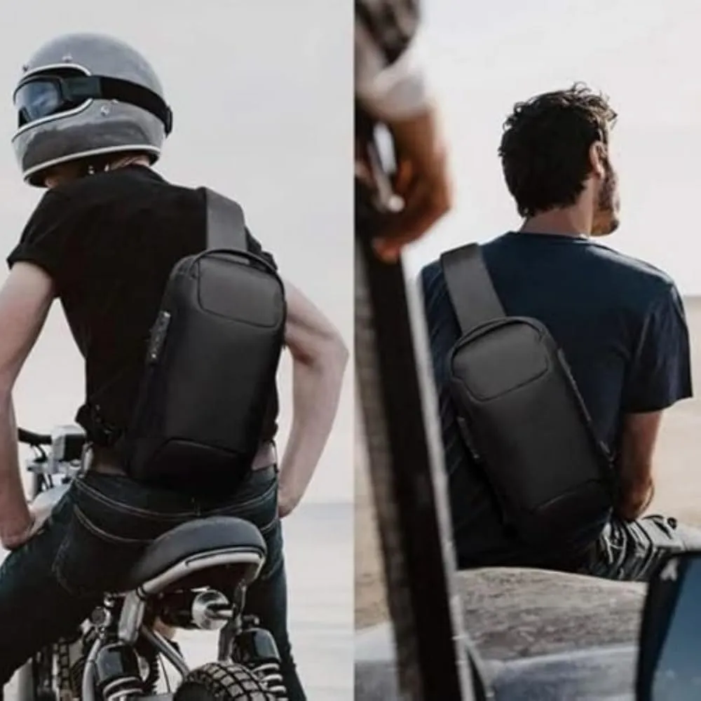 Auricz Bag, New Carbon Fiber Streamline Anti-Theft Sling Bag, USB Charging Sport Sling, Waterproof Shoulder Bags