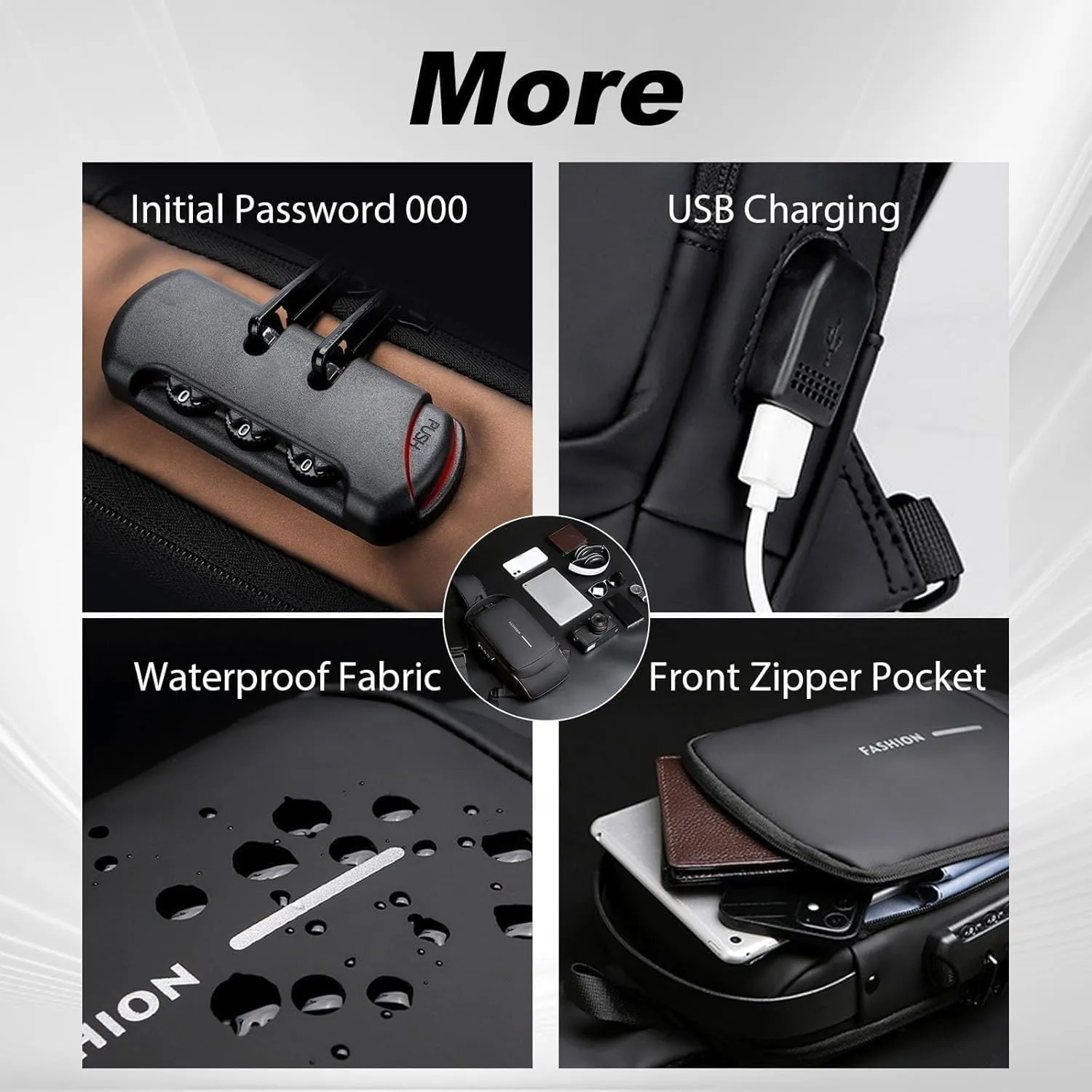 Auricz Bag, New Carbon Fiber Streamline Anti-Theft Sling Bag, USB Charging Sport Sling, Waterproof Shoulder Bags