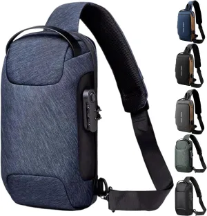 Auricz Bag, New Carbon Fiber Streamline Anti-Theft Sling Bag, USB Charging Sport Sling, Waterproof Shoulder Bags