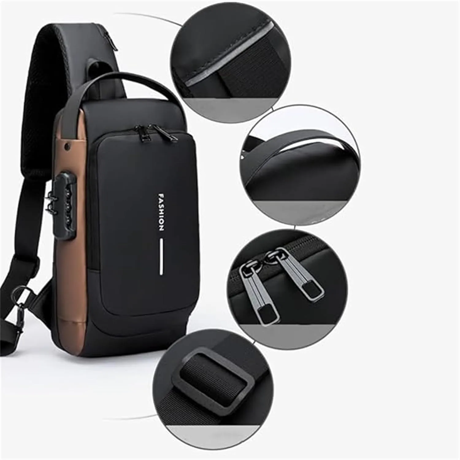 Auricz Sling Bag, New Carbon Fiber Streamline Anti-Theft Sling Bag, USB Charging Waterproof Crossbody Backpack (Black)