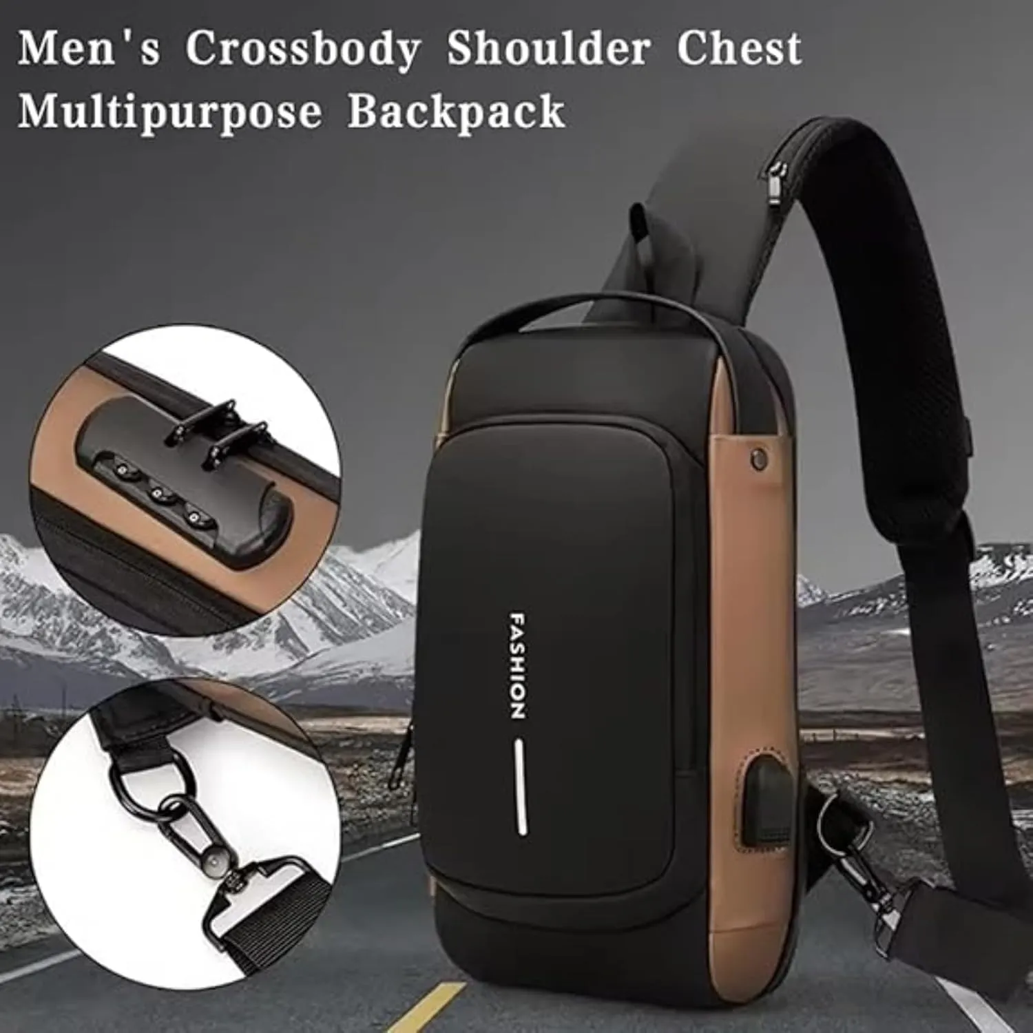 Auricz Sling Bag，New Carbon Fiber Streamline Anti-Theft Sling Bag，Waterproof Cross Body Anti Theft Sport Shoulder Purse