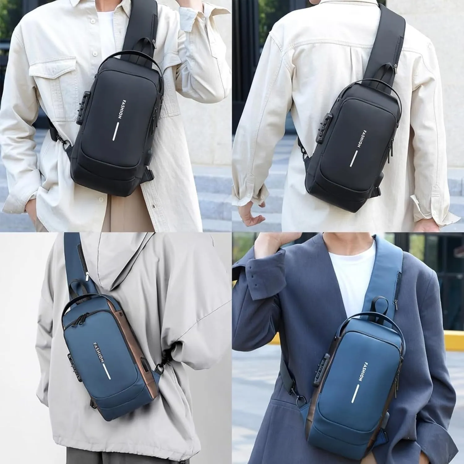 Auricz Sling Bag，New Carbon Fiber Streamline Anti-Theft Sling Bag，Waterproof Cross Body Anti Theft Sport Shoulder Purse